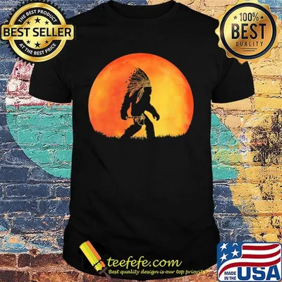 Bigfoot American Native Under The Red Moon Shirt