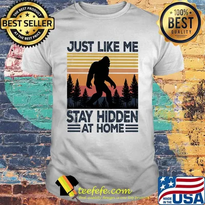 Bigfoot just like me stay hidden at home vintage retro shirt
