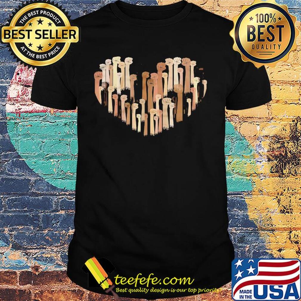 Black history month fist hand equality heart shirt