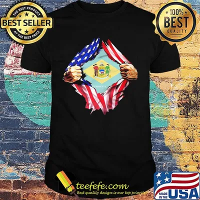 Blood insides delaware state flag american flag independence day shirt