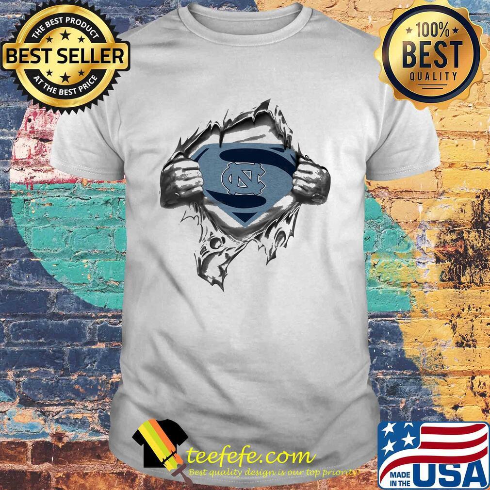 Blood insides superman carolina tar heels shirt