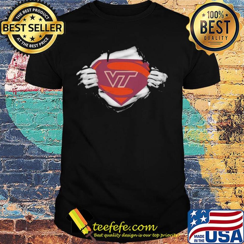 Blood insides superman virginia tech hokies football shirt