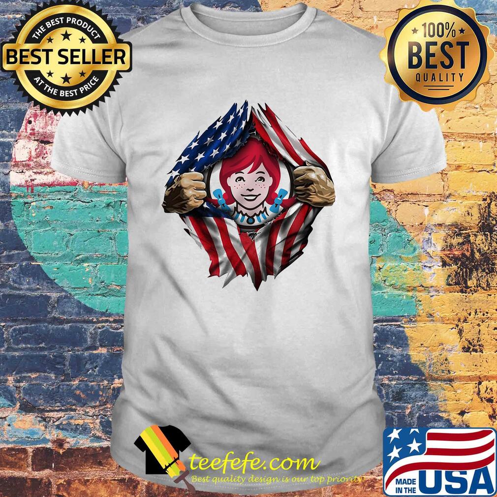 Blood insides wendy's american flag independence day shirt