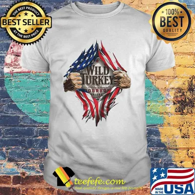 Blood insides wild turkey bourbon whiskey american flag independence day shirt