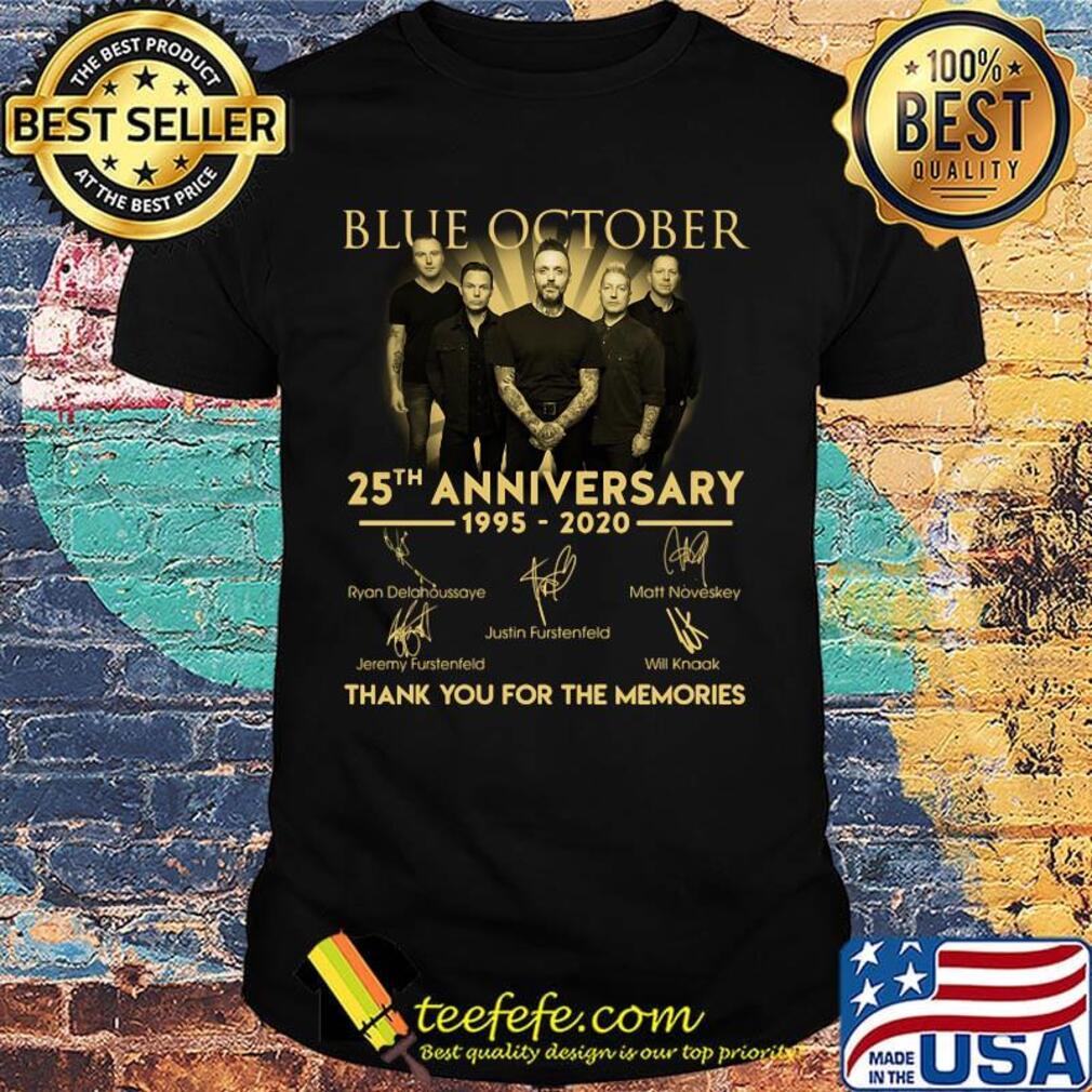 Blue october 25th anniversary 1995 2020 thank you for the memories signatures shirt Blue october 25th anniversary 1995 2020 thank you for the memories signatures shirt