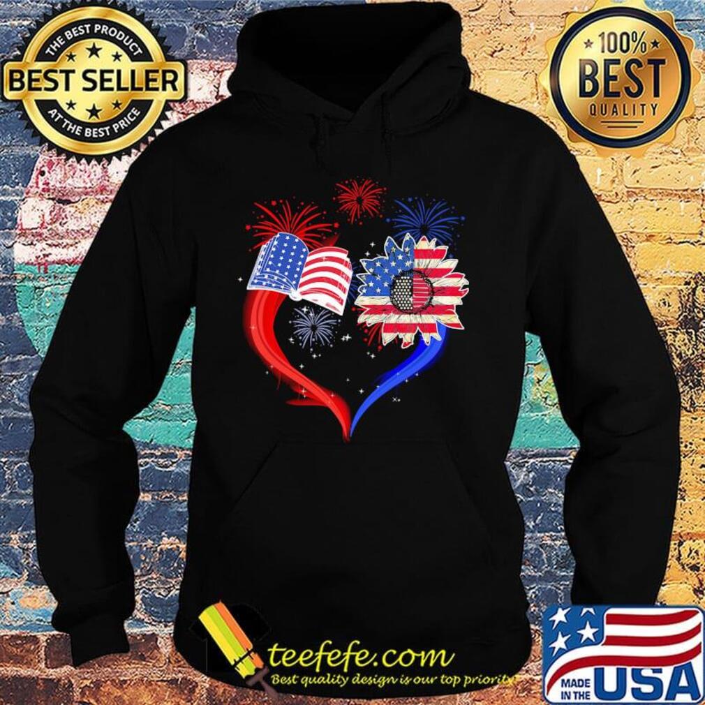Book Flower Heart American Flag Independence Day Shirt Hoodie Book Flower Heart American Flag Independence Day Shirt Hoodie