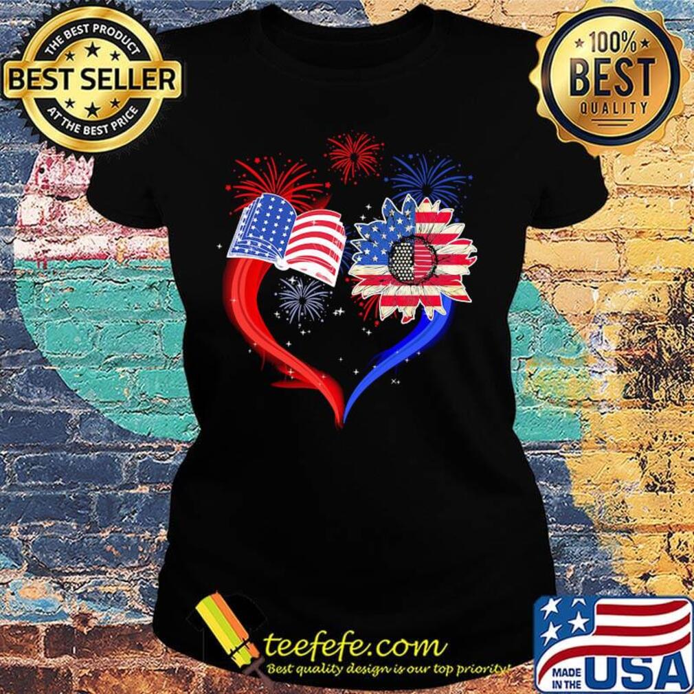 Book Flower Heart American Flag Independence Day Shirt Ladies tee Book Flower Heart American Flag Independence Day Shirt Ladies tee