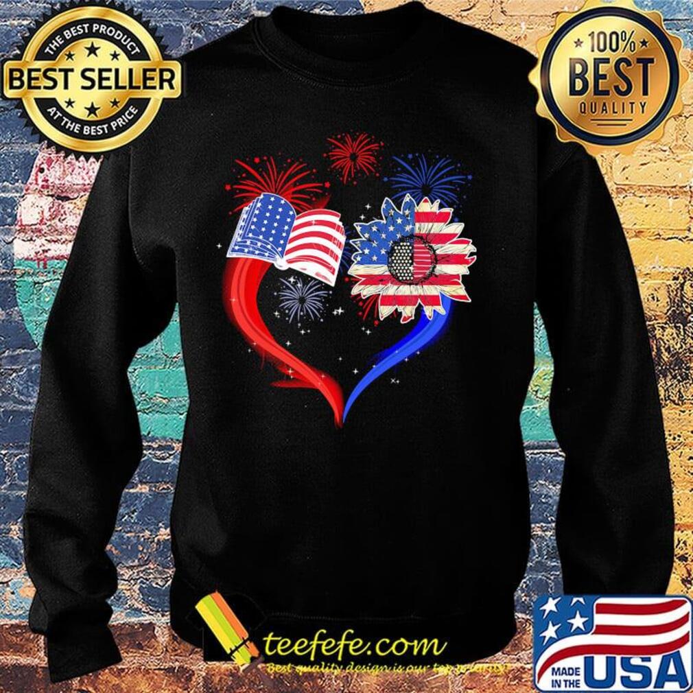 Book Flower Heart American Flag Independence Day Shirt Sweater Book Flower Heart American Flag Independence Day Shirt Sweater