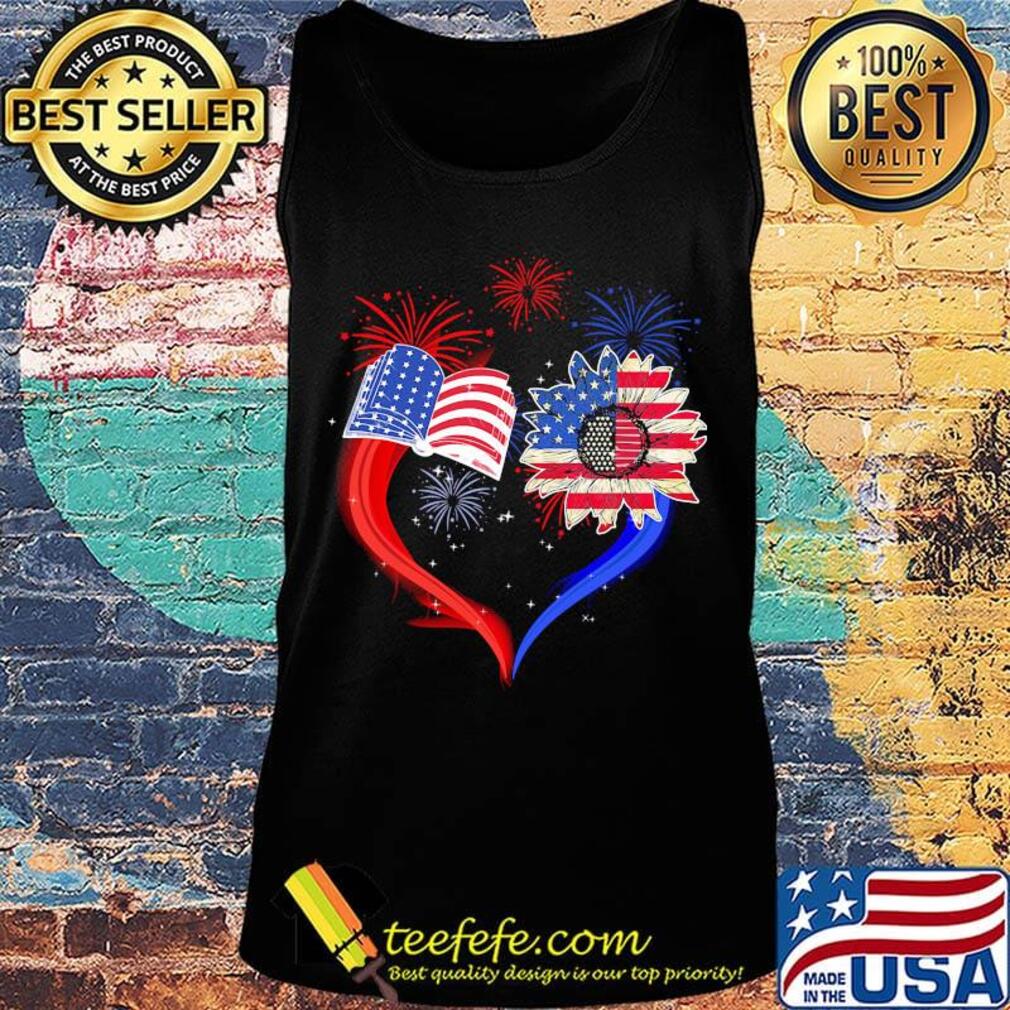 Book Flower Heart American Flag Independence Day Shirt Tank top Book Flower Heart American Flag Independence Day Shirt Tank top