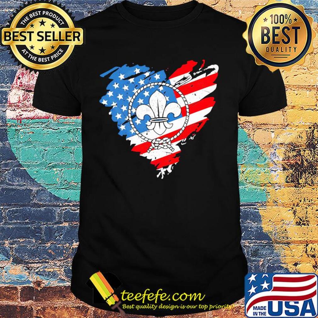 Boy scout flag heart american flag independence day shirt
