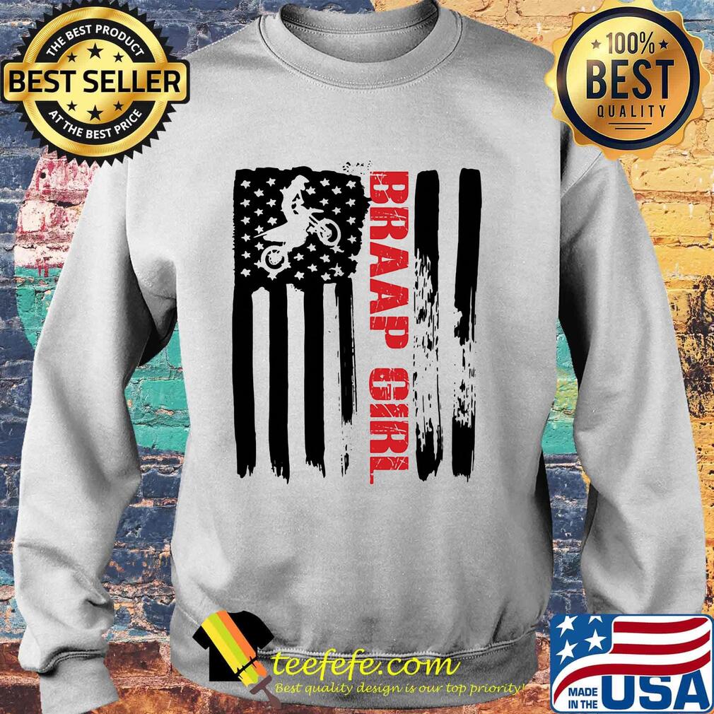 Braap girl motocross American flag veteran Independence day s Sweater Braap girl motocross American flag veteran Independence day s Sweater