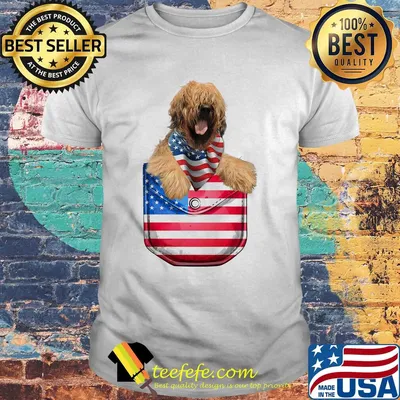 Briard pocket american flag independence day shirt
