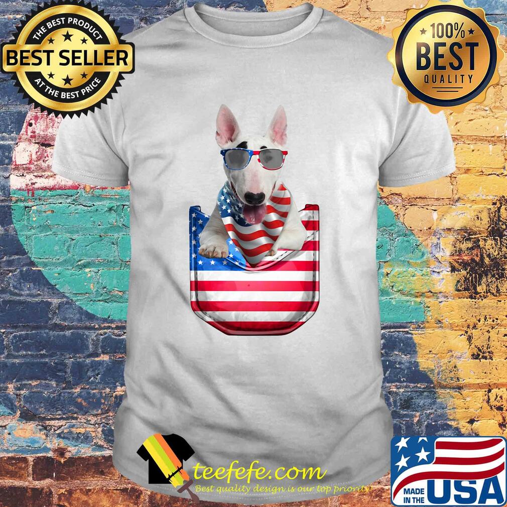 Bull terrier pocket american flag independence day shirt