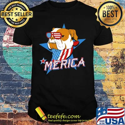 Bulldog merica american flag independence day shirt