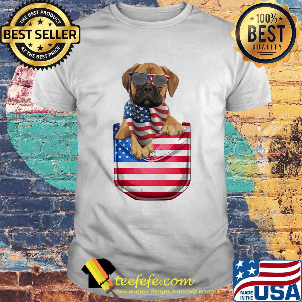 Bullmastiff pocket american flag independence day shirt