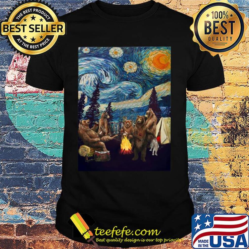Campfire starry night bear vincent Van gogh shirt