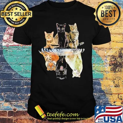 Cats water reflection tigers shirt