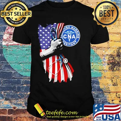 Cna name here stethoscope american flag independence day shirt