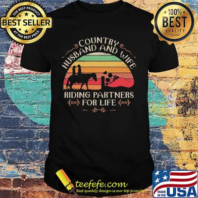 Country husband and wife riding partners for life vintage retro shirt