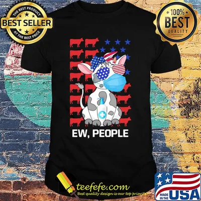 Cow mask hug soap ew people american flag independence day shirt