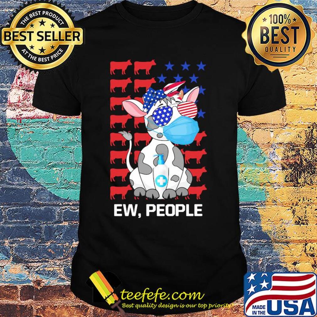 Cow mask hug soap ew people american flag independence day shirt