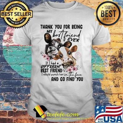 Cow thank you for being my best friend ever if I had a different best friend I would punch her in the face and go find you flowers shirt