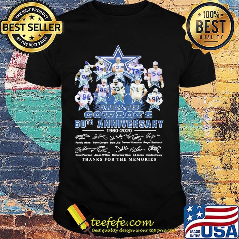 Dallas cowboys 60th anniversary 1960 2020 thank you for the memories signatures shirt