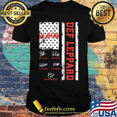 Def leppard band members signatures american flag independence day shirt