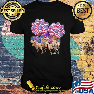 Dinosaur balloon american flag independence day shirt
