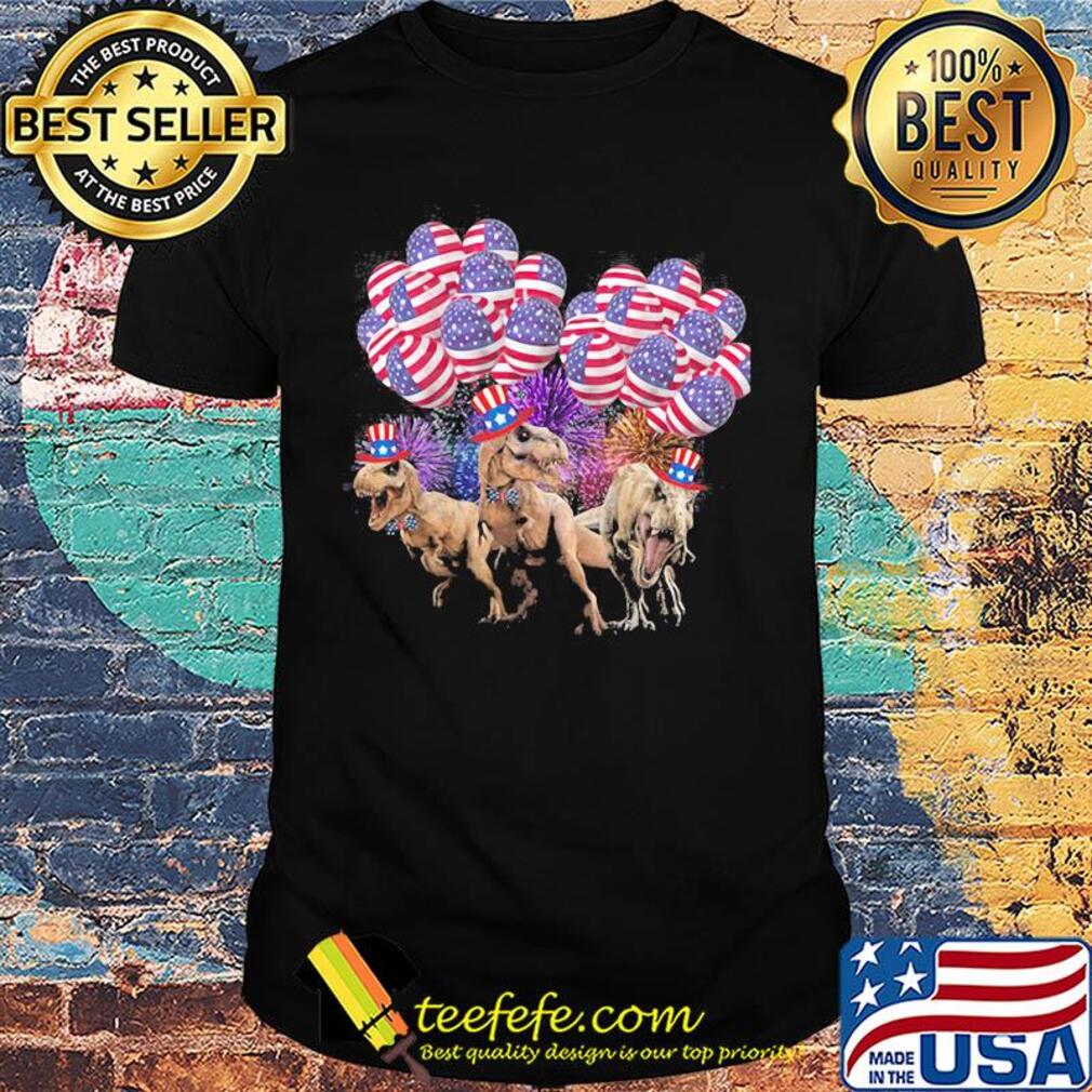 Dinosaur balloon american flag independence day shirt