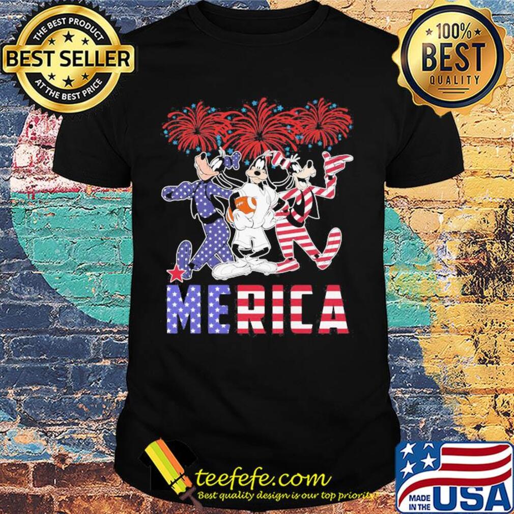 Disney goofy dog merica firework american flag independence day shirt