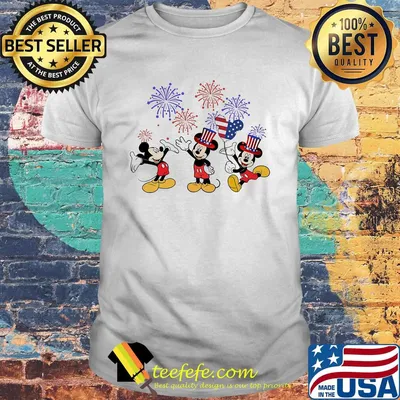 Disney mickey mouse heart firework american flag independence day shirt