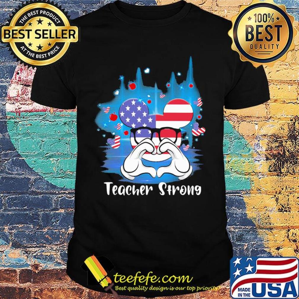 Disney mickey mouse teacher strong american flag independence day shirt