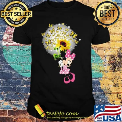 Disney minnie mouse holding sunflower butterflies shirt