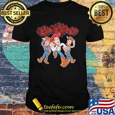 Disney pixar toy woody firework american flag independence day shirt