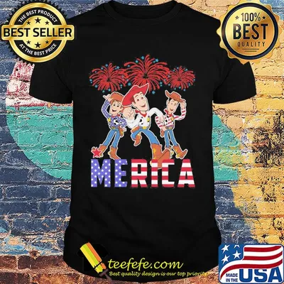 Disney pixar toy woody merica firework american flag independence day shirt