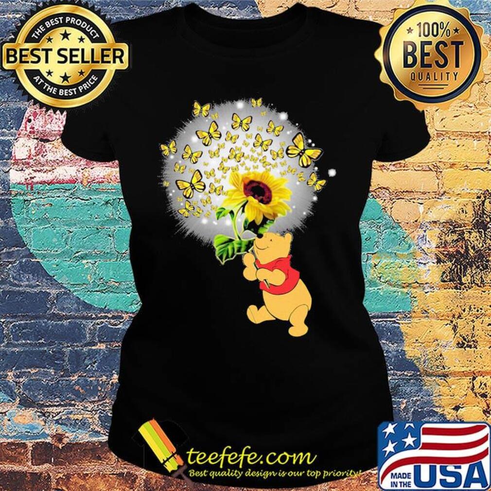 Disney pooh holding sunflower butterflies s Ladies tee Disney pooh holding sunflower butterflies s Ladies tee