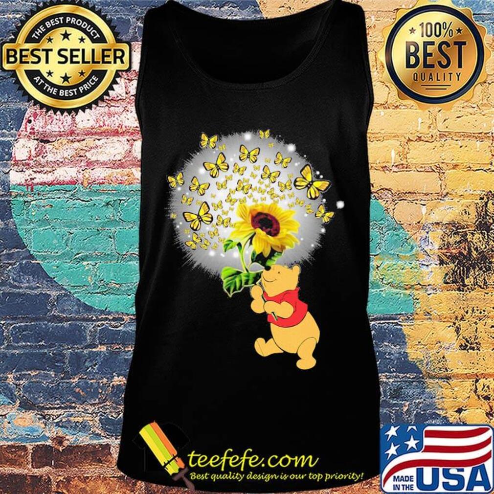 Disney pooh holding sunflower butterflies s Tank top Disney pooh holding sunflower butterflies s Tank top