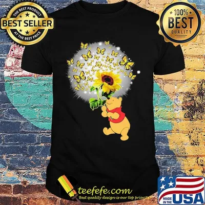 Disney pooh holding sunflower butterflies shirt