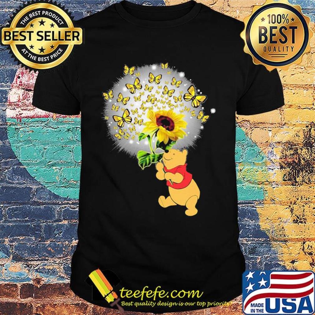 Disney pooh holding sunflower butterflies shirt