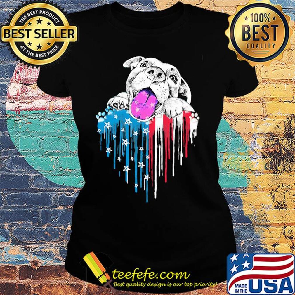 Dog paw heart American flag veteran Independence Day s Ladies tee Dog paw heart American flag veteran Independence Day s Ladies tee