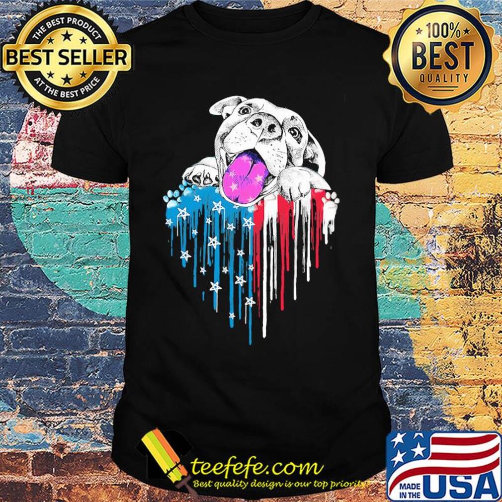 Dog paw heart American flag veteran Independence Day shirt
