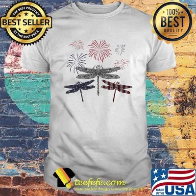 Dragonfly firework american flag independence day shirt