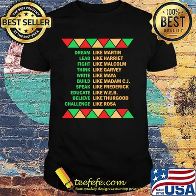 Dream like martin lead like harriet fight like malcolm think like garvey shirt