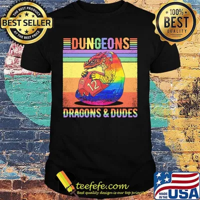 Dungeons Dragons And Dudes LGBT Vintage Retro Shirt