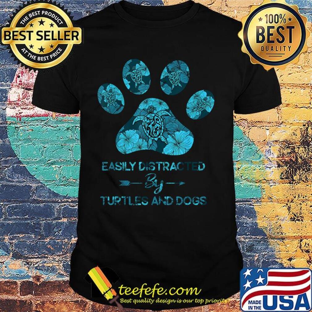 Easily Distracted By Turtles And Dogs Footprints Shirt