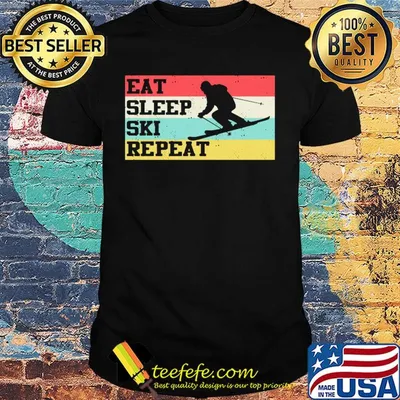 Eat sleep ski repeat vintage retro shirt