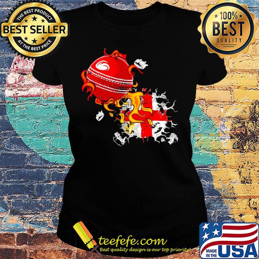 England cricket flag fire s Ladies tee England cricket flag fire s Ladies tee