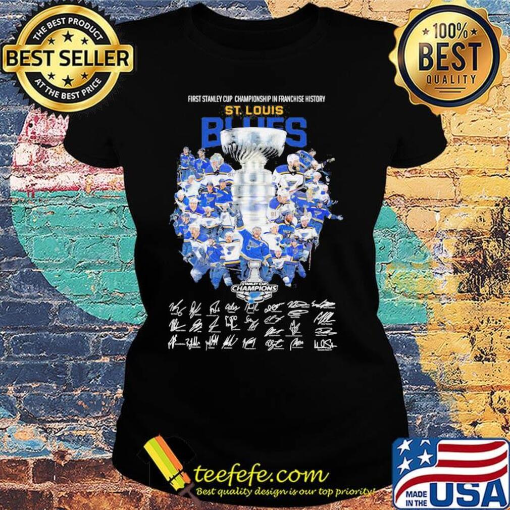 First stanley cup championship in franchise history st. Louis blues signatures s Ladies tee First stanley cup championship in franchise history st. Louis blues signatures s Ladies tee