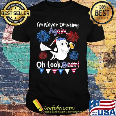 Fish i'm never drinking again oh look beer firework american flag independence day shirt